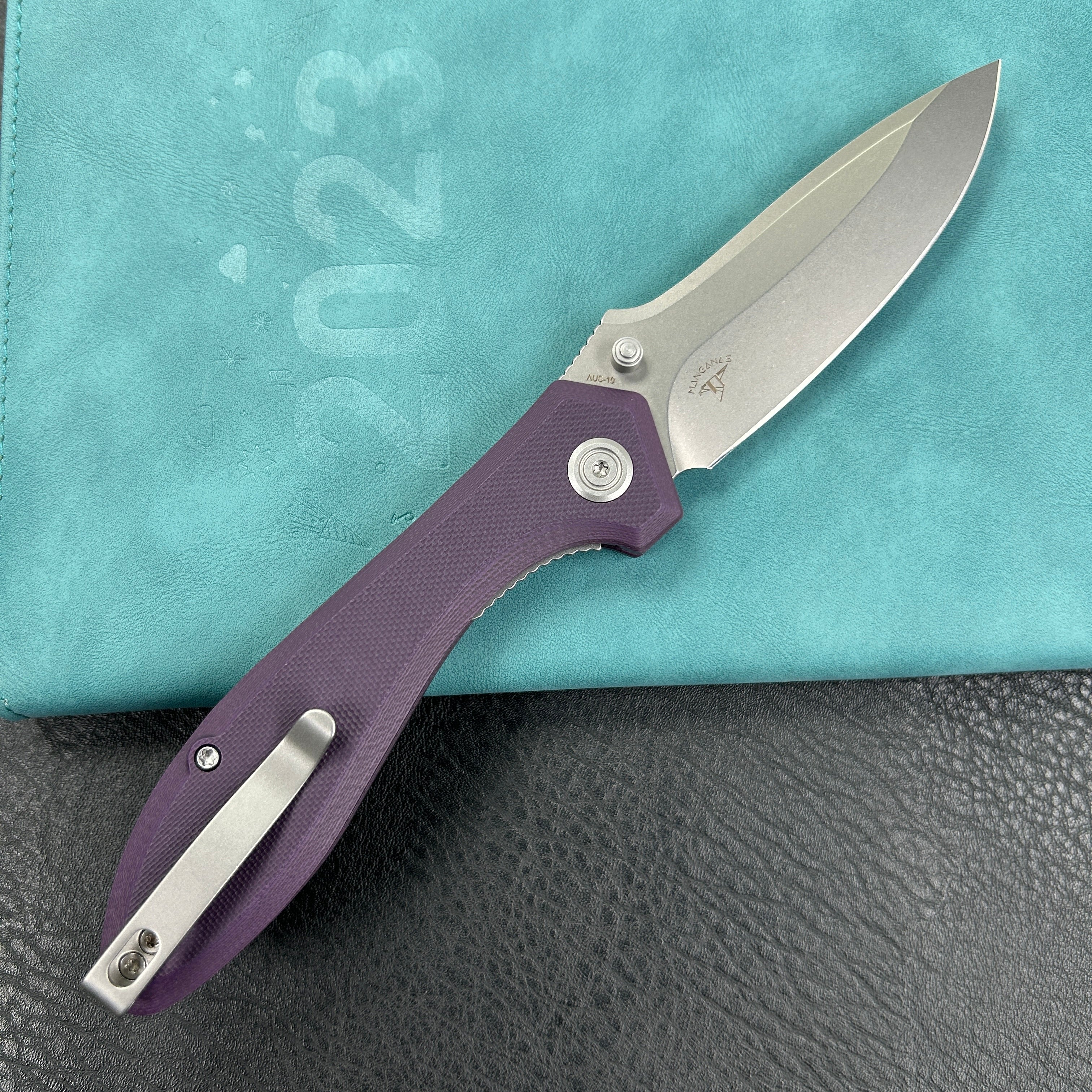 KUBEY KU314 Ruckus Liner Lock Folding Knife Purple G10 Handle 3.31" Bead Blasted AUS-10