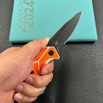 KUBEY knife  KU373B RBC-1 Outdoor Flipper Knife  Orange&White G10 Handle 3.46"  Blackwash 14C28N