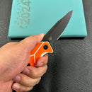 KUBEY  KU373B RBC-1 Outdoor Flipper Knife  Orange&White G10 Handle 3.46"  Blackwash 14C28N