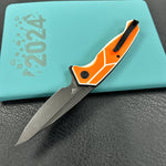 KUBEY knife  KU373B RBC-1 Outdoor Flipper Knife  Orange&White G10 Handle 3.46"  Blackwash 14C28N