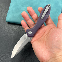 KUBEY KU314 Ruckus Liner Lock Folding Knife Purple G10 Handle 3.31" Bead Blasted AUS-10