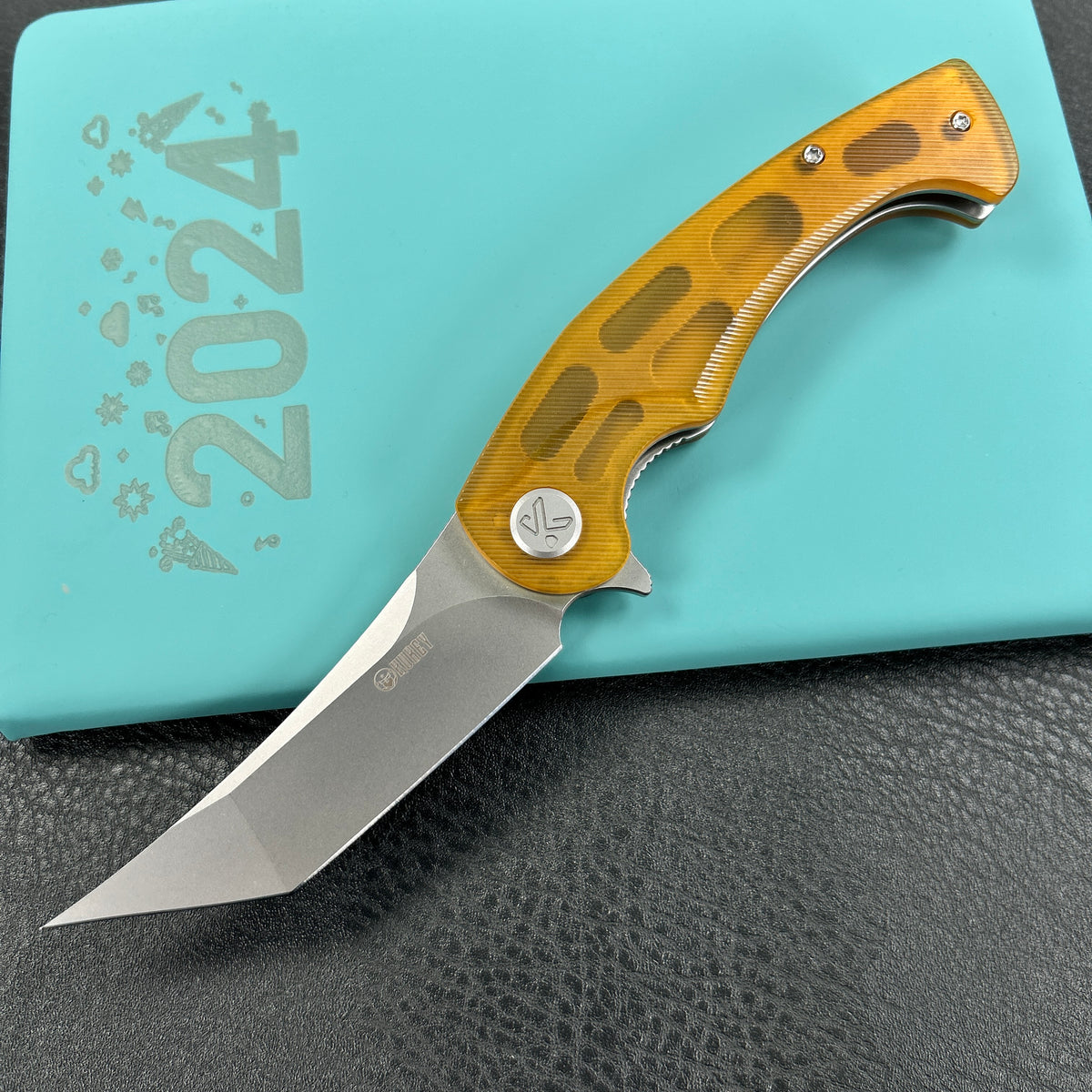 KUBEY  KU175C Scimitar Tanto Liner Lock Hunting Folding Knife Ultem Handle 3.46" Beadblast 14C28N