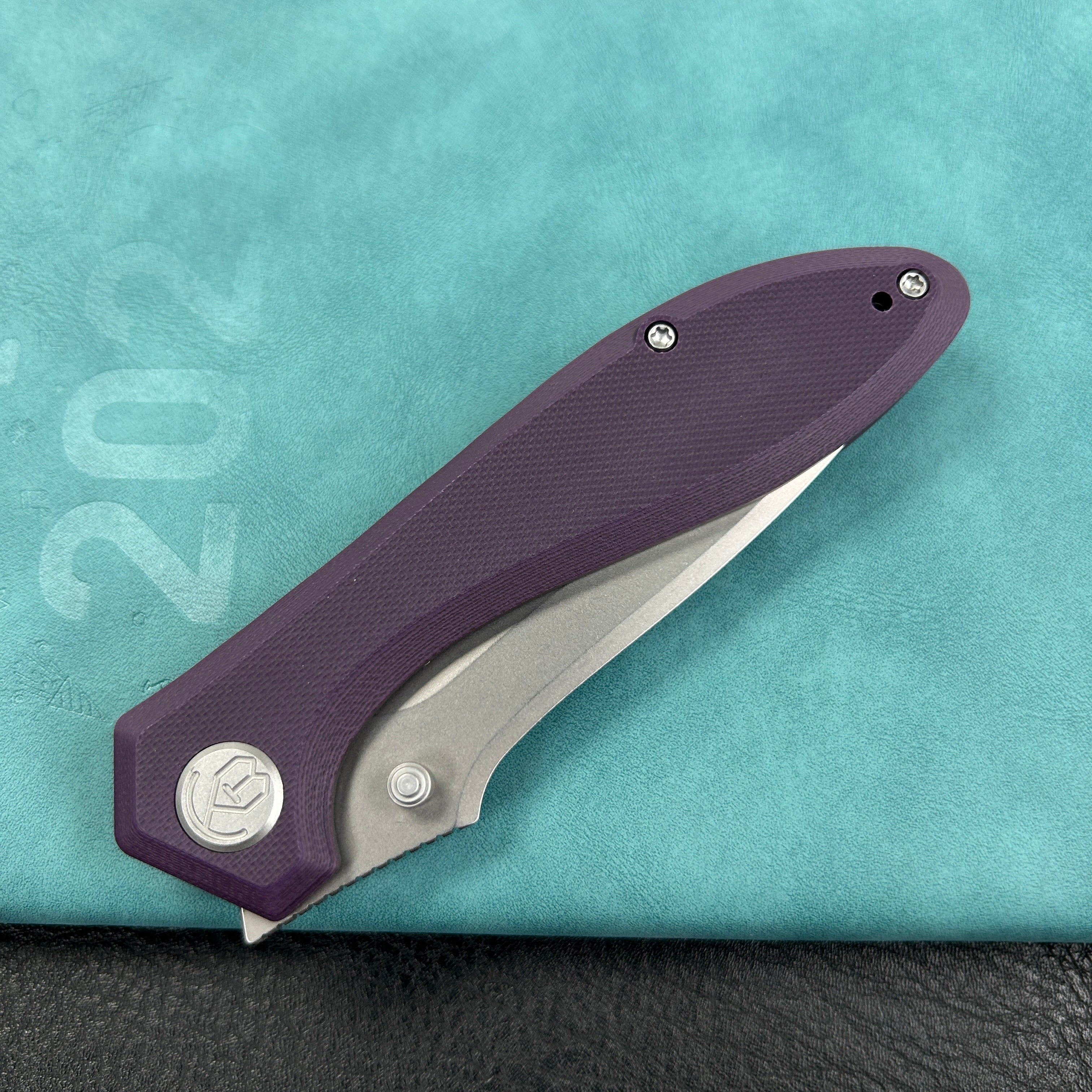 KUBEY KU314 Ruckus Liner Lock Folding Knife Purple G10 Handle 3.31" Bead Blasted AUS-10