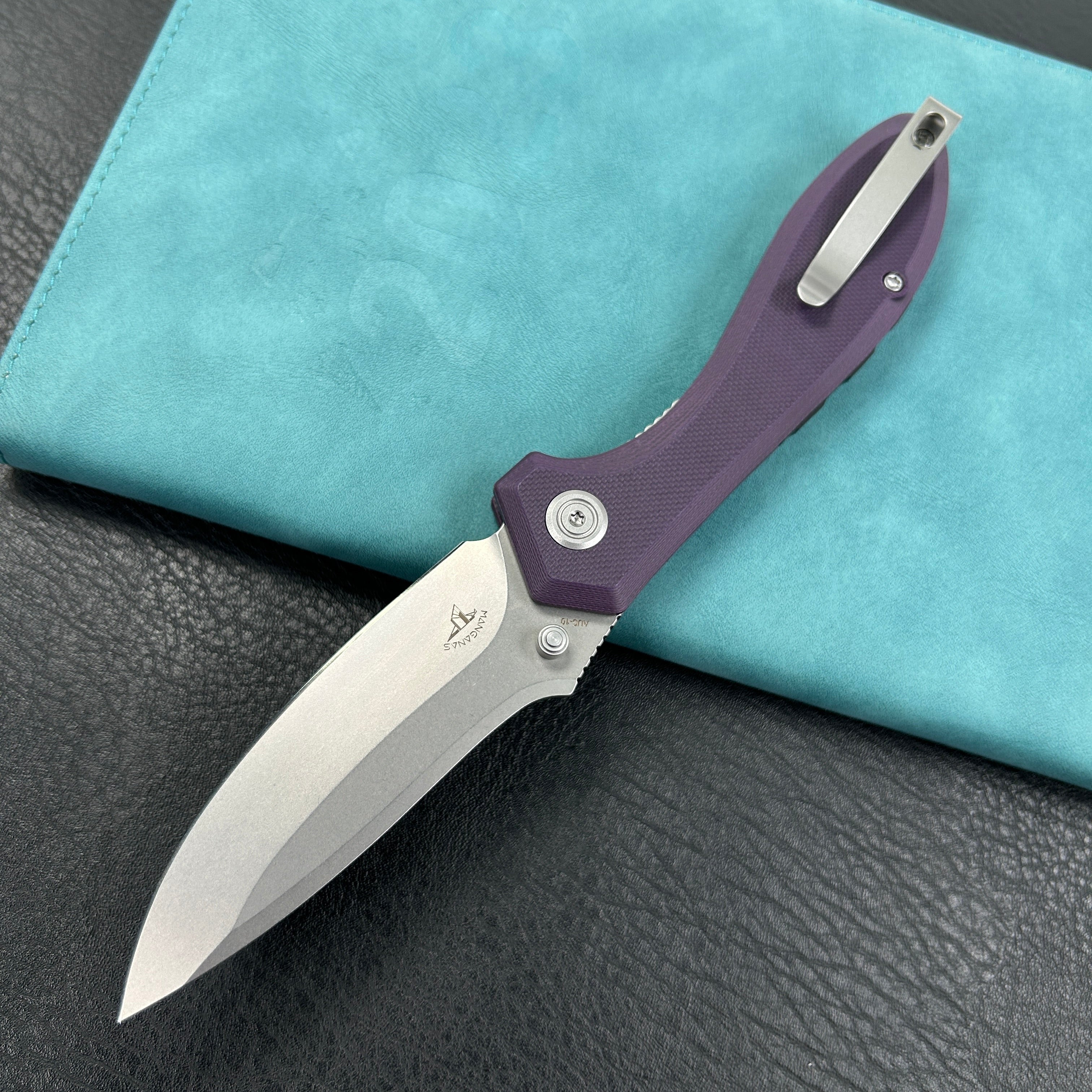 KUBEY KU314 Ruckus Liner Lock Folding Knife Purple G10 Handle 3.31" Bead Blasted AUS-10