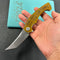 KUBEY  KU175C Scimitar Tanto Liner Lock Hunting Folding Knife Ultem Handle 3.46" Beadblast 14C28N
