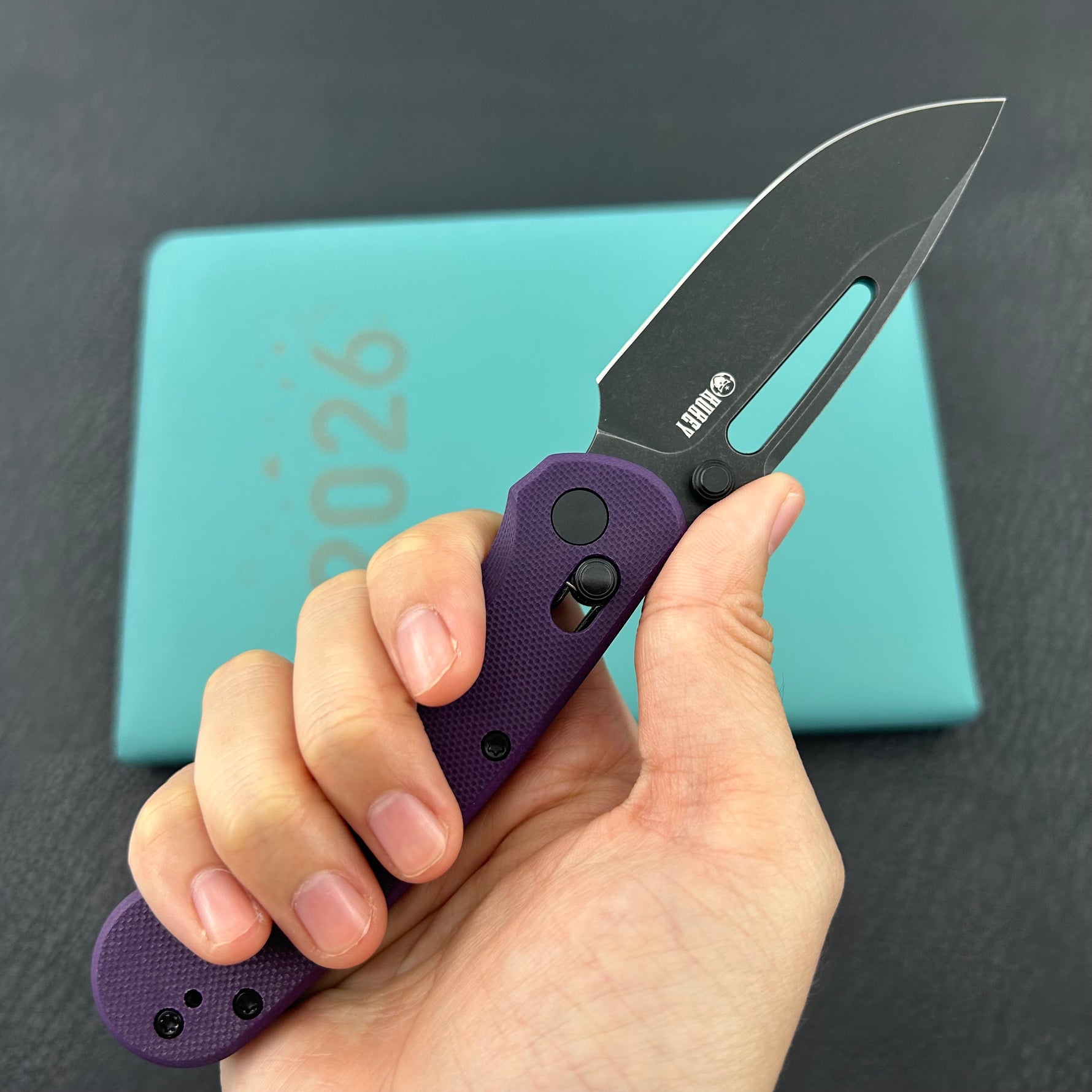 KUBEY knife KU504D Stalker Crossbar Lock Black Purple  Folding Knife