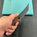 KUBEY KU175D  Scimitar Tanto Liner Lock Hunting Folding Knife Ultem Handle 3.46" Blackwash 14C28N