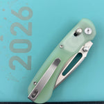 KUBEY knife KU504C Stalker Crossbar Lock Jade  Folding Knife