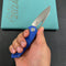 KUBEY KU291P Vagrant Liner Lock Folding Knife Blue G10 Handle 3.1" Sandblast 14C28N