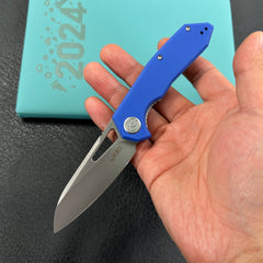 KUBEY KU291P Vagrant Liner Lock Folding Knife Blue G10 Handle 3.1" Sandblast 14C28N