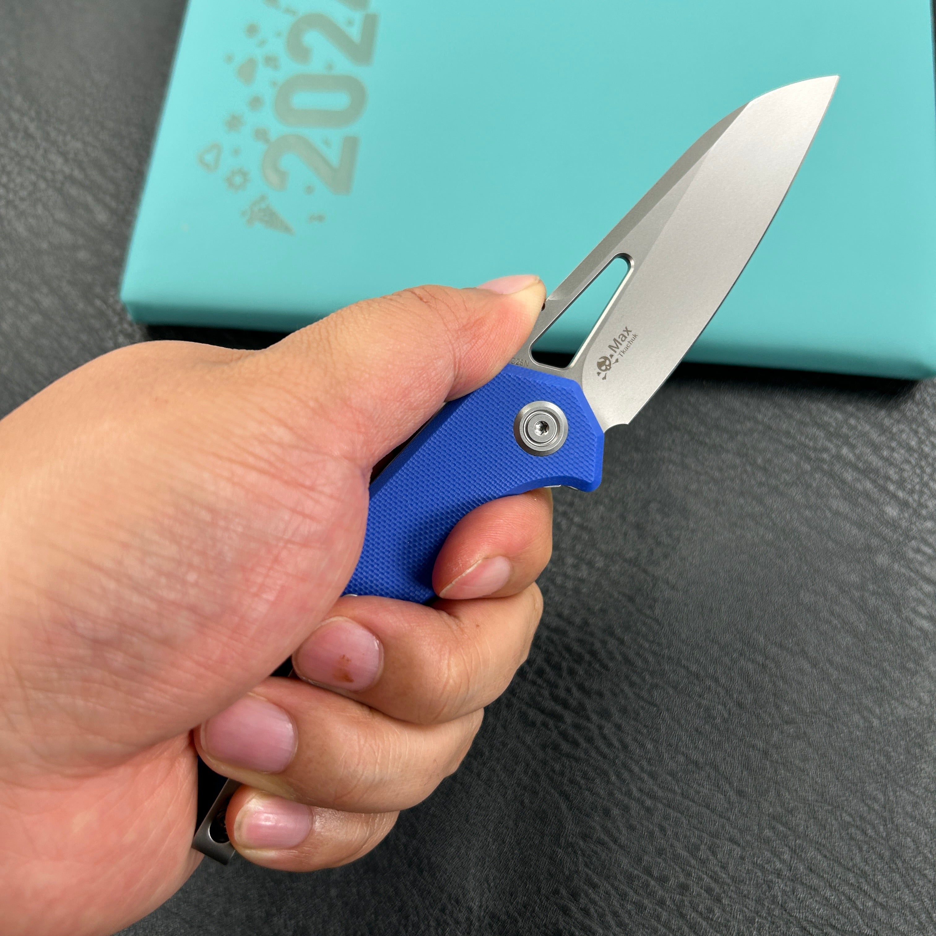 KUBEY KU291P Vagrant Liner Lock Folding Knife Blue G10 Handle 3.1" Sandblast 14C28N