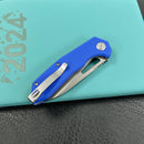 KUBEY KU291P Vagrant Liner Lock Folding Knife Blue G10 Handle 3.1" Sandblast 14C28N