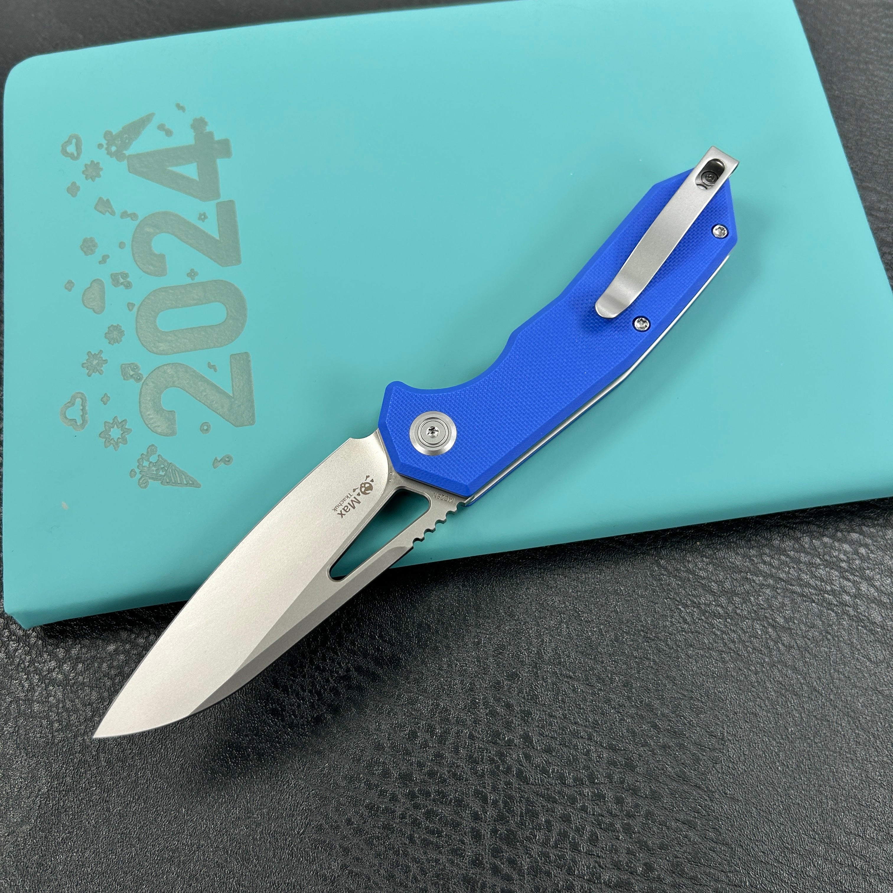 KUBEY KU291P Vagrant Liner Lock Folding Knife Blue G10 Handle 3.1" Sandblast 14C28N