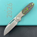 KB KNIVES KB432A Icicle Pocket Folding Knife Frame Lock Sandblast Titanium with 80's Camo Carbon Inlays 3.50" Belt Satin Elmax