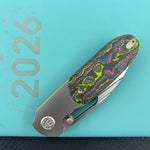 KB KNIVES KB432A Icicle Pocket Folding Knife Frame Lock Sandblast Titanium with 80's Camo Carbon Inlays 3.50" Belt Satin Elmax