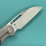 KB KNIVES KB432B Icicle Pocket Folding Knife Frame Lock Sandblast Titanium with Electric Blue  Camo Carbon Inlays 3.50" Belt Satin Elmax