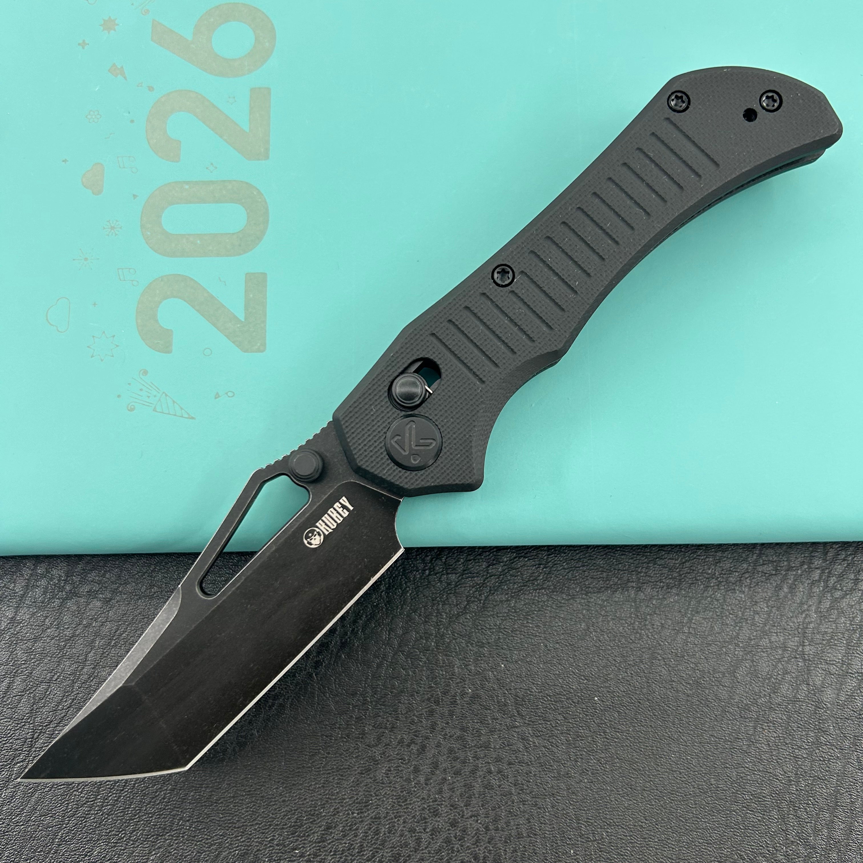KUBEY knife KU433D Tantorian Crossbar Lock Blackout Folding knife