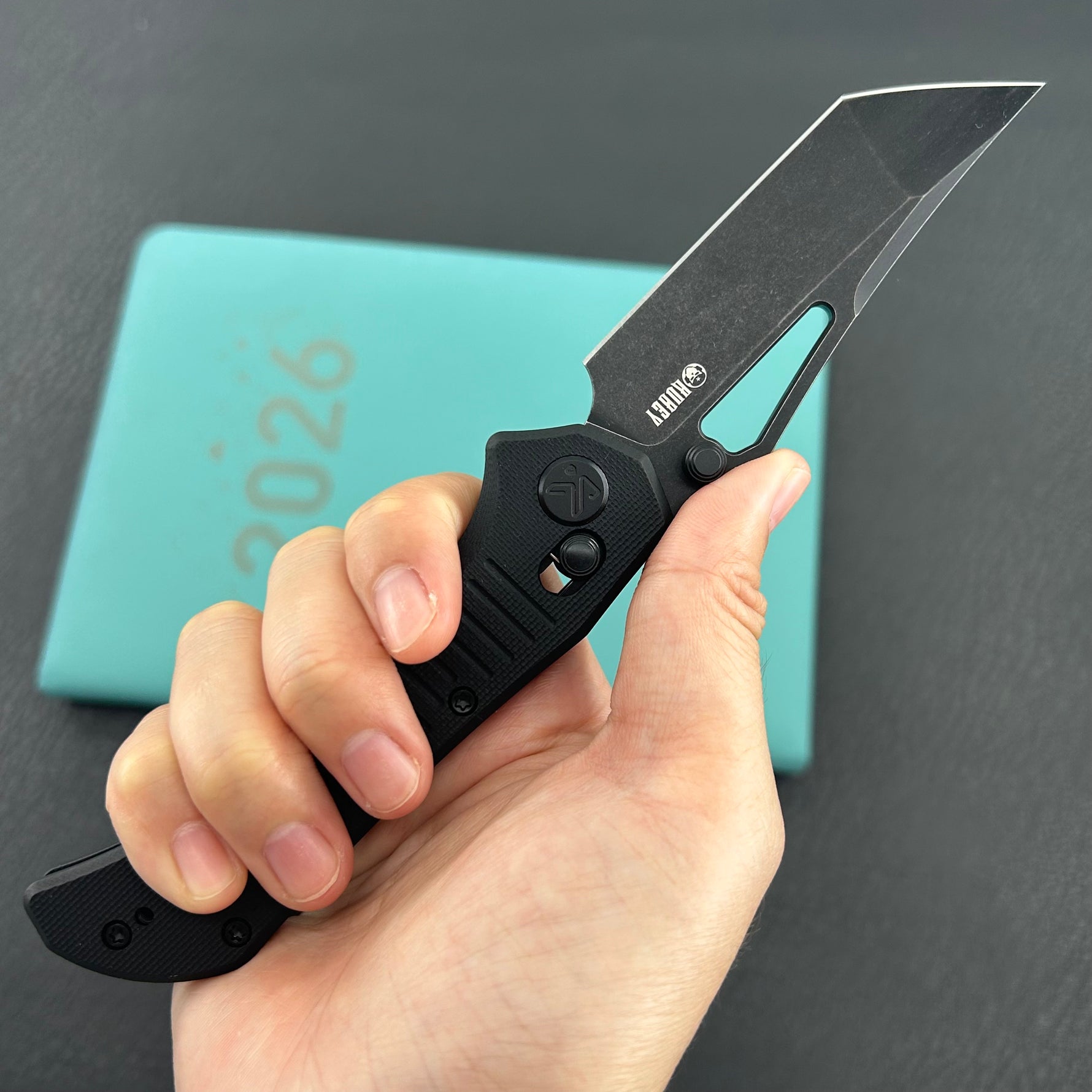 KUBEY knife KU433D Tantorian Crossbar Lock Blackout Folding knife