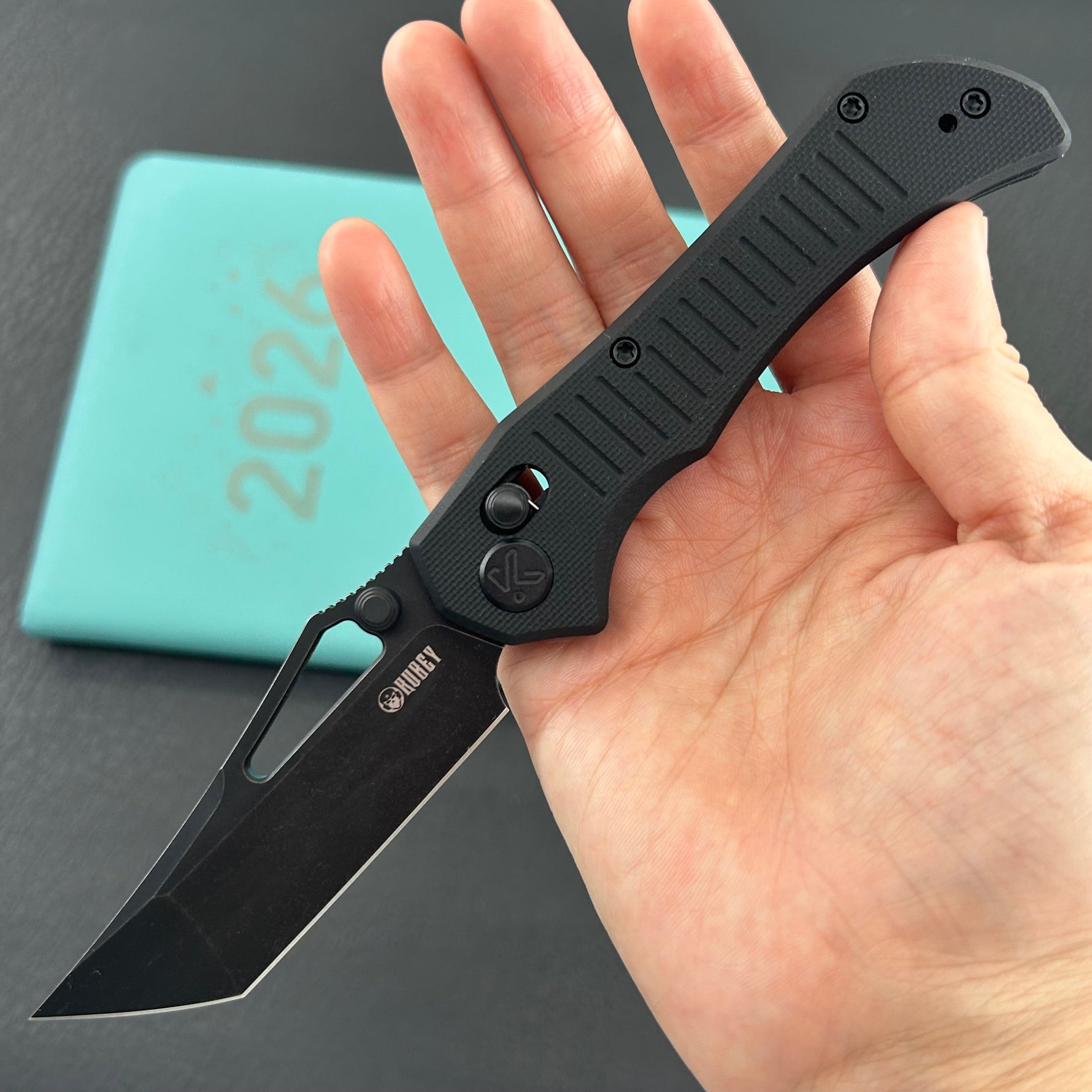 KUBEY knife KU433D Tantorian Crossbar Lock Blackout Folding knife