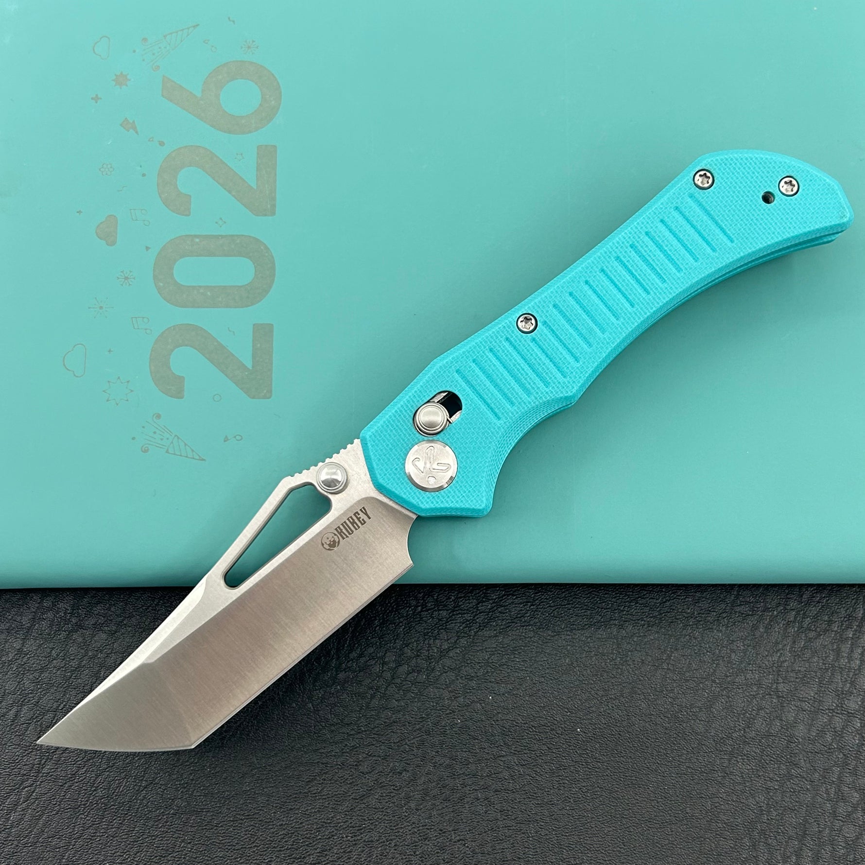 KUBEY knife KU433C Tantorian Crossbar Lock Tiffany Blue Folding knife
