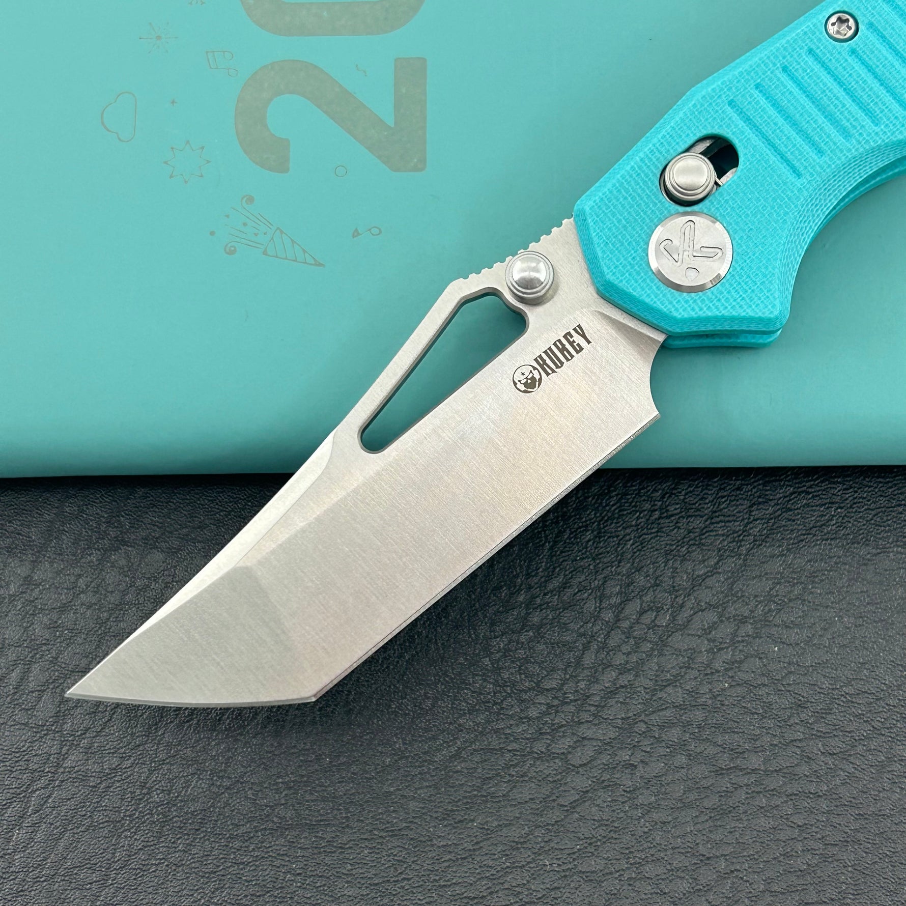 KUBEY knife KU433C Tantorian Crossbar Lock Tiffany Blue Folding knife
