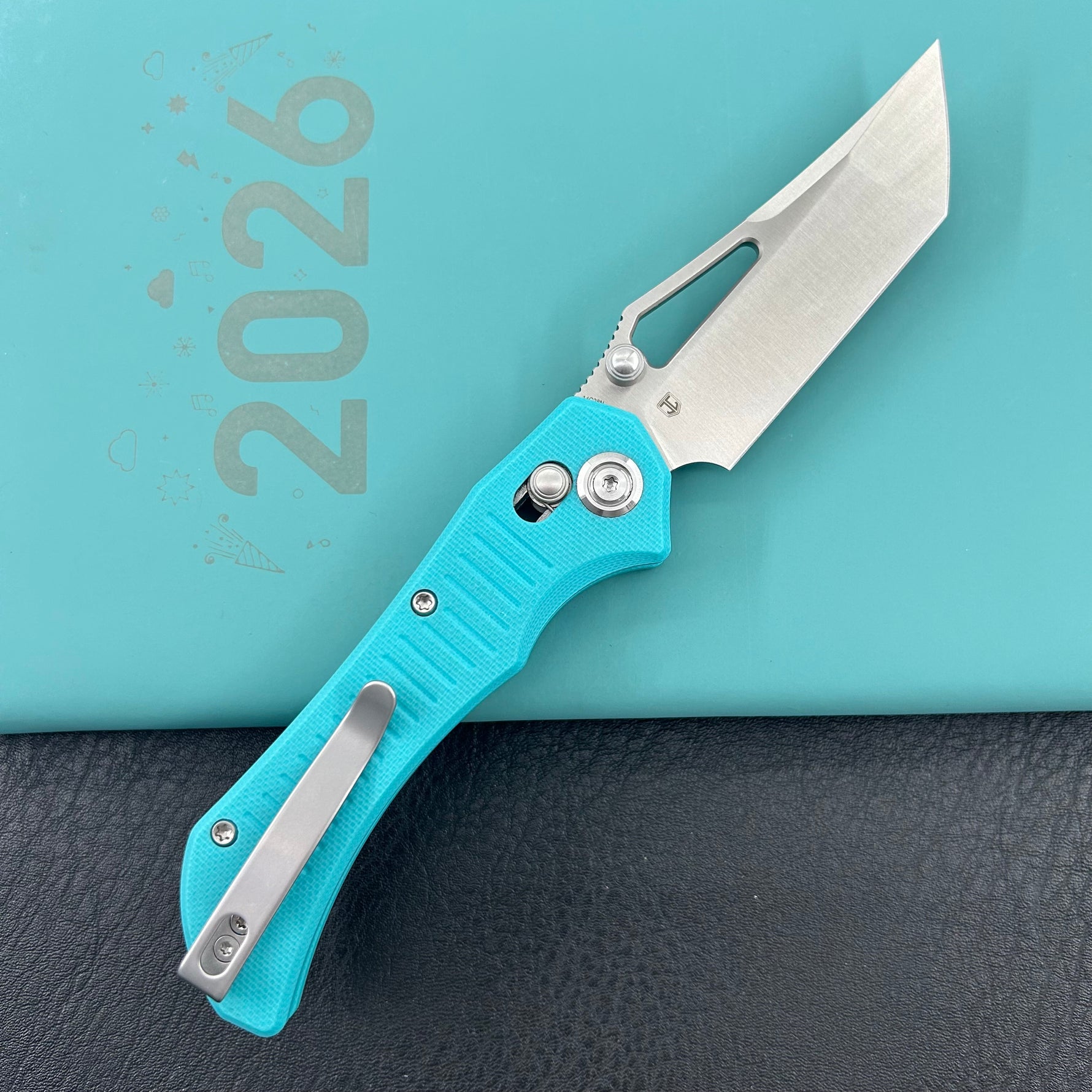 KUBEY knife KU433C Tantorian Crossbar Lock Tiffany Blue Folding knife