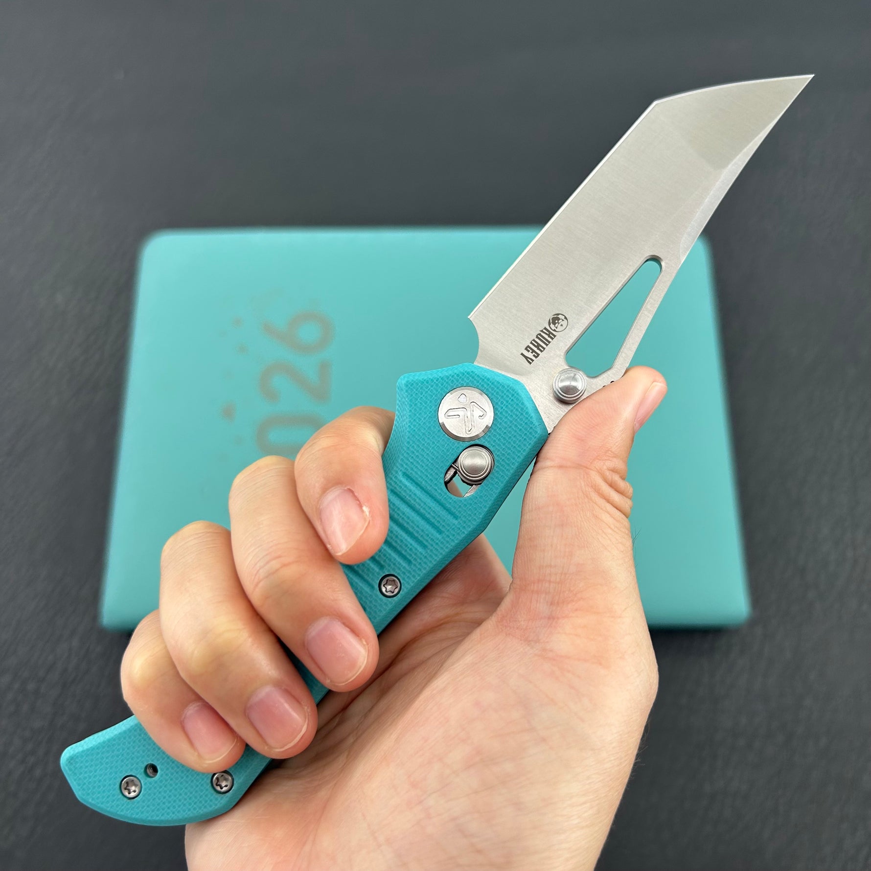 KUBEY knife KU433C Tantorian Crossbar Lock Tiffany Blue Folding knife