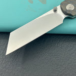 KB KNIVES KB445B Get Some Frame Lock Folding Knife Flamed Titanium Handle 3.35" Satin & Silver Bead Blast M390 Blade