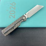 KB KNIVES KB445B Get Some Frame Lock Folding Knife Flamed Titanium Handle 3.35" Satin & Silver Bead Blast M390 Blade