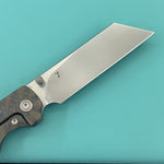 KB KNIVES KB445B Get Some Frame Lock Folding Knife Flamed Titanium Handle 3.35" Satin & Silver Bead Blast M390 Blade