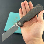 KB KNIVES KB445B Get Some Frame Lock Folding Knife Flamed Titanium Handle 3.35" Satin & Silver Bead Blast M390 Blade