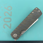 KB KNIVES KB445B Get Some Frame Lock Folding Knife Flamed Titanium Handle 3.35" Satin & Silver Bead Blast M390 Blade