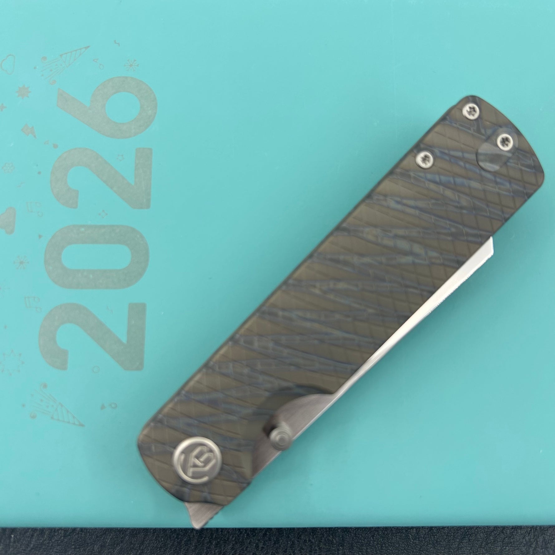 KB KNIVES KB445B Get Some Frame Lock Folding Knife Flamed Titanium Handle 3.35" Satin & Silver Bead Blast M390 Blade