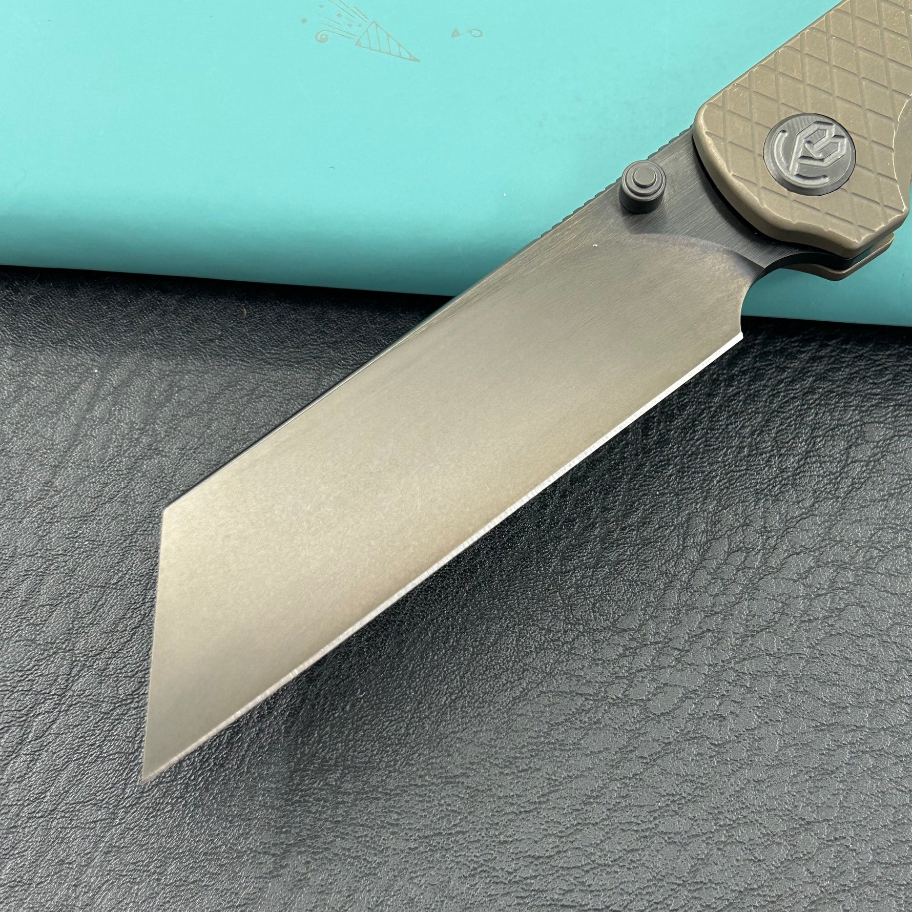 KB KNIVES KB445D Get Some Frame Lock Folding Knife Bronze Titanium Handle 3.35" DLC & Satin & Stonewash M390 Blade