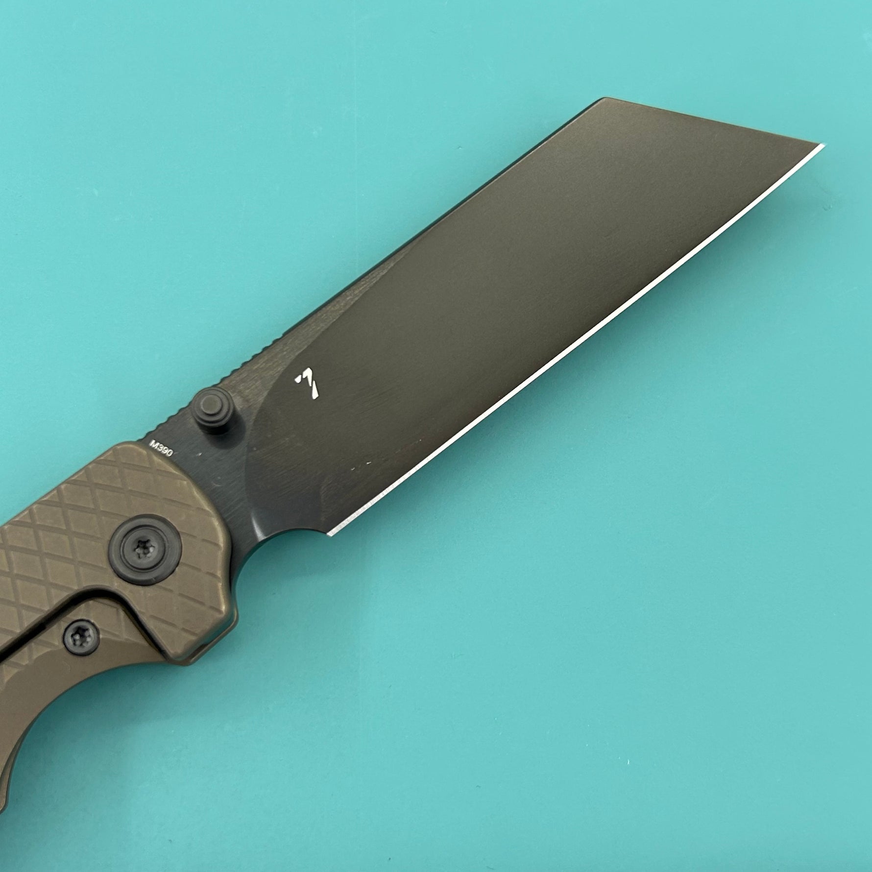 KB KNIVES KB445D Get Some Frame Lock Folding Knife Bronze Titanium Handle 3.35" DLC & Satin & Stonewash M390 Blade