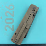 KB KNIVES KB445D Get Some Frame Lock Folding Knife Bronze Titanium Handle 3.35" DLC & Satin & Stonewash M390 Blade