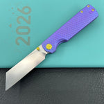 KB KNIVES KB445C Get Some Frame Lock Folding Knife Blurple Titanium Handle 3.35" Satin & Silver Bead Blast M390 Blade