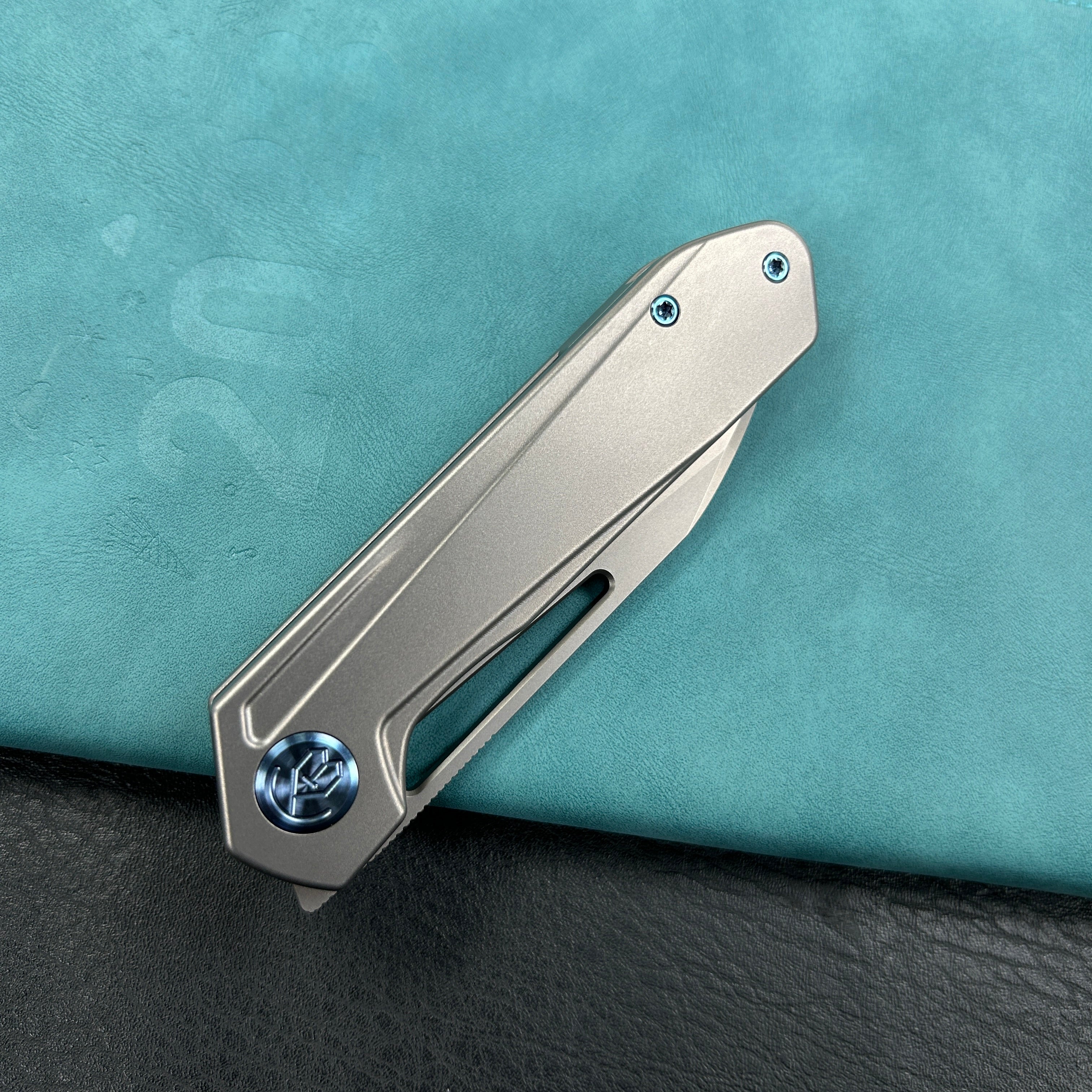 KUBEY KB321I  Royal Frame Lock EDC Pocket Knife  6AL4V Titanium Handle 2.99" Sandblast Bohler M390