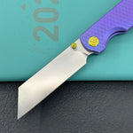KB KNIVES KB445C Get Some Frame Lock Folding Knife Blurple Titanium Handle 3.35" Satin & Silver Bead Blast M390 Blade