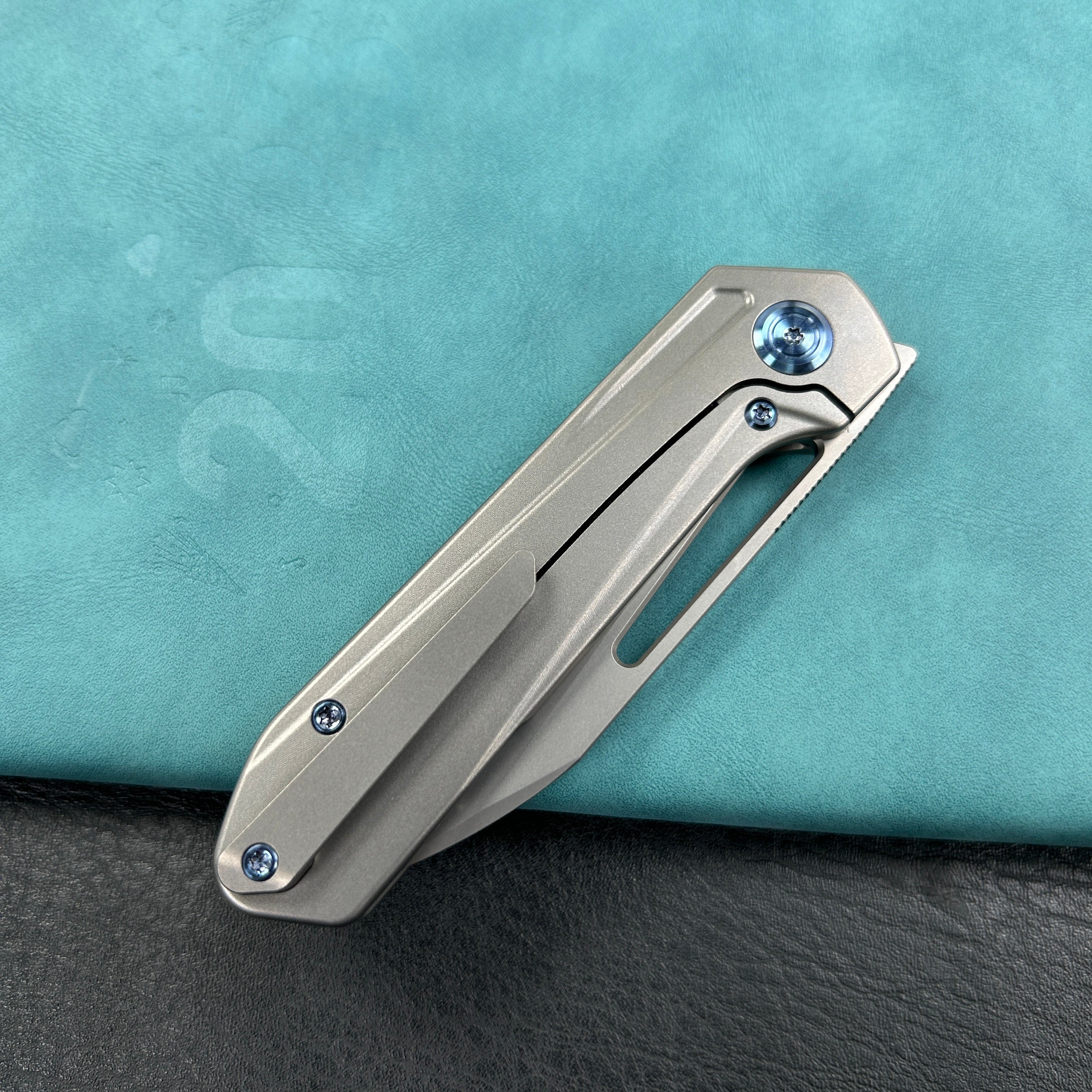 KUBEY KB321I  Royal Frame Lock EDC Pocket Knife  6AL4V Titanium Handle 2.99" Sandblast Bohler M390