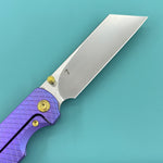 KB KNIVES KB445C Get Some Frame Lock Folding Knife Blurple Titanium Handle 3.35" Satin & Silver Bead Blast M390 Blade