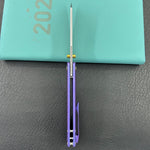 KB KNIVES KB445C Get Some Frame Lock Folding Knife Blurple Titanium Handle 3.35" Satin & Silver Bead Blast M390 Blade