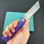KB KNIVES KB445C Get Some Frame Lock Folding Knife Blurple Titanium Handle 3.35" Satin & Silver Bead Blast M390 Blade