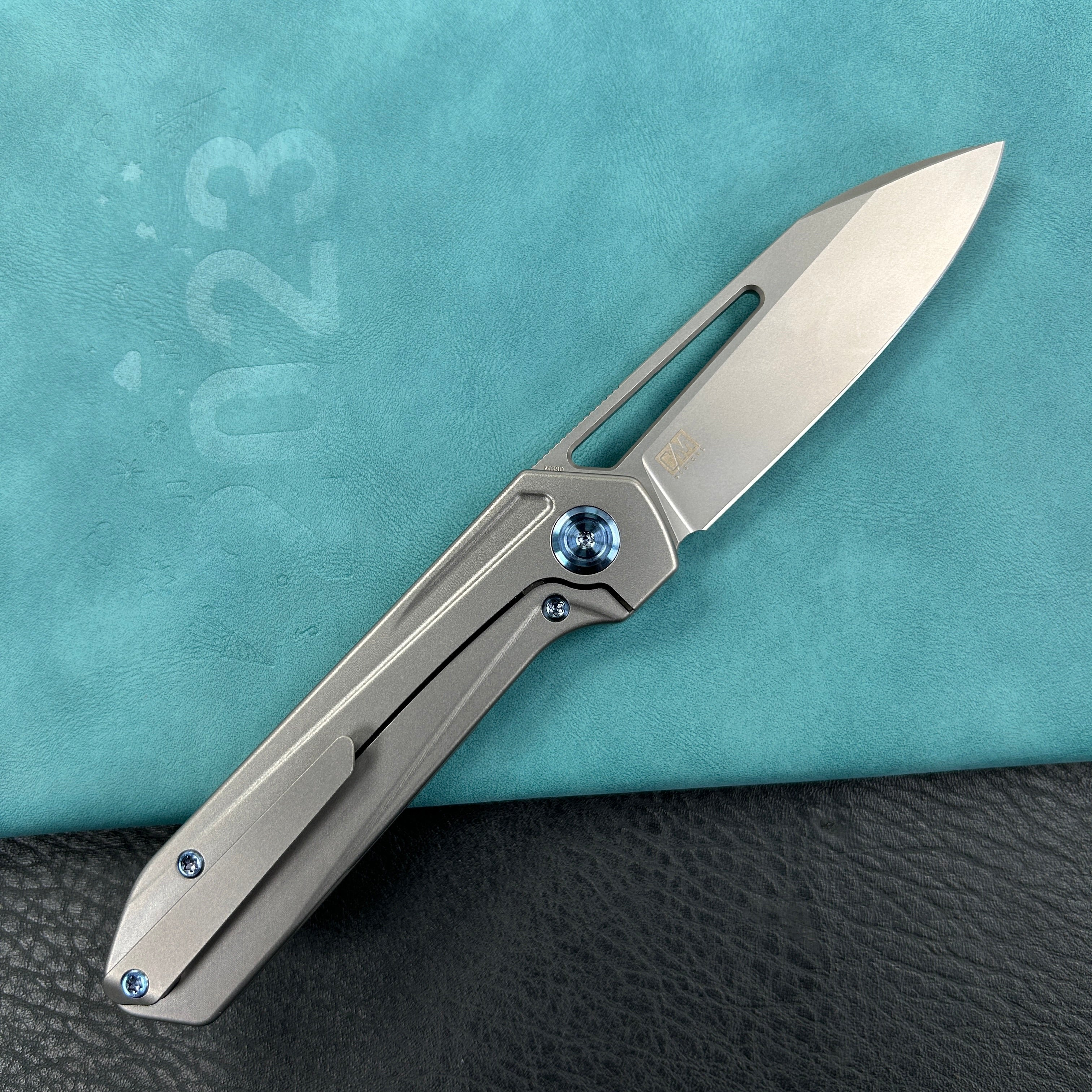 KUBEY KB321I  Royal Frame Lock EDC Pocket Knife  6AL4V Titanium Handle 2.99" Sandblast Bohler M390