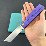 KB KNIVES KB445C Get Some Frame Lock Folding Knife Blurple Titanium Handle 3.35" Satin & Silver Bead Blast M390 Blade