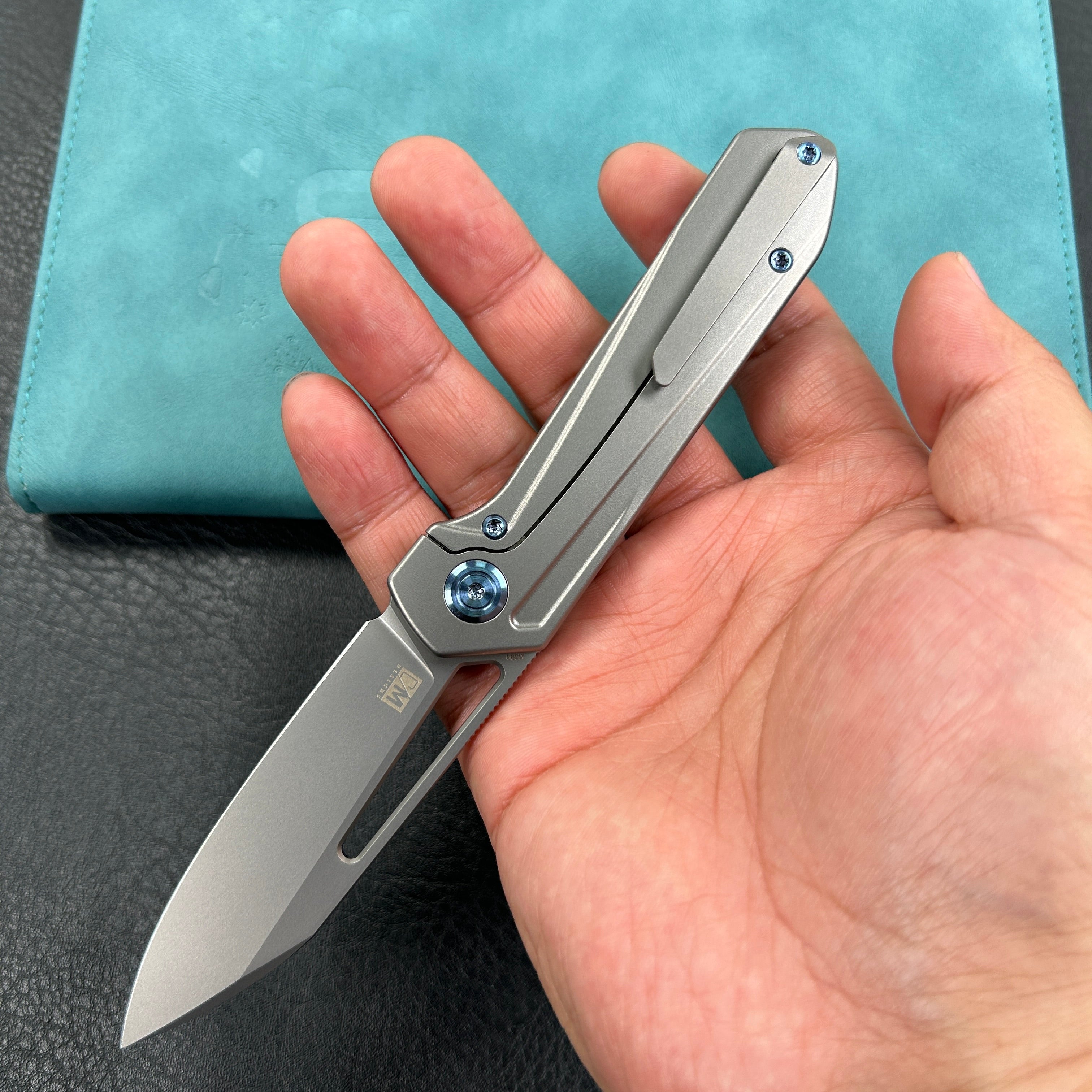 KUBEY KB321I  Royal Frame Lock EDC Pocket Knife  6AL4V Titanium Handle 2.99" Sandblast Bohler M390