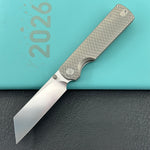 KB KNIVES KB445A Get Some Frame Lock Folding Knife Sandblast Titanium Handle 3.35" Satin & Silver Bead Blast M390 Blade
