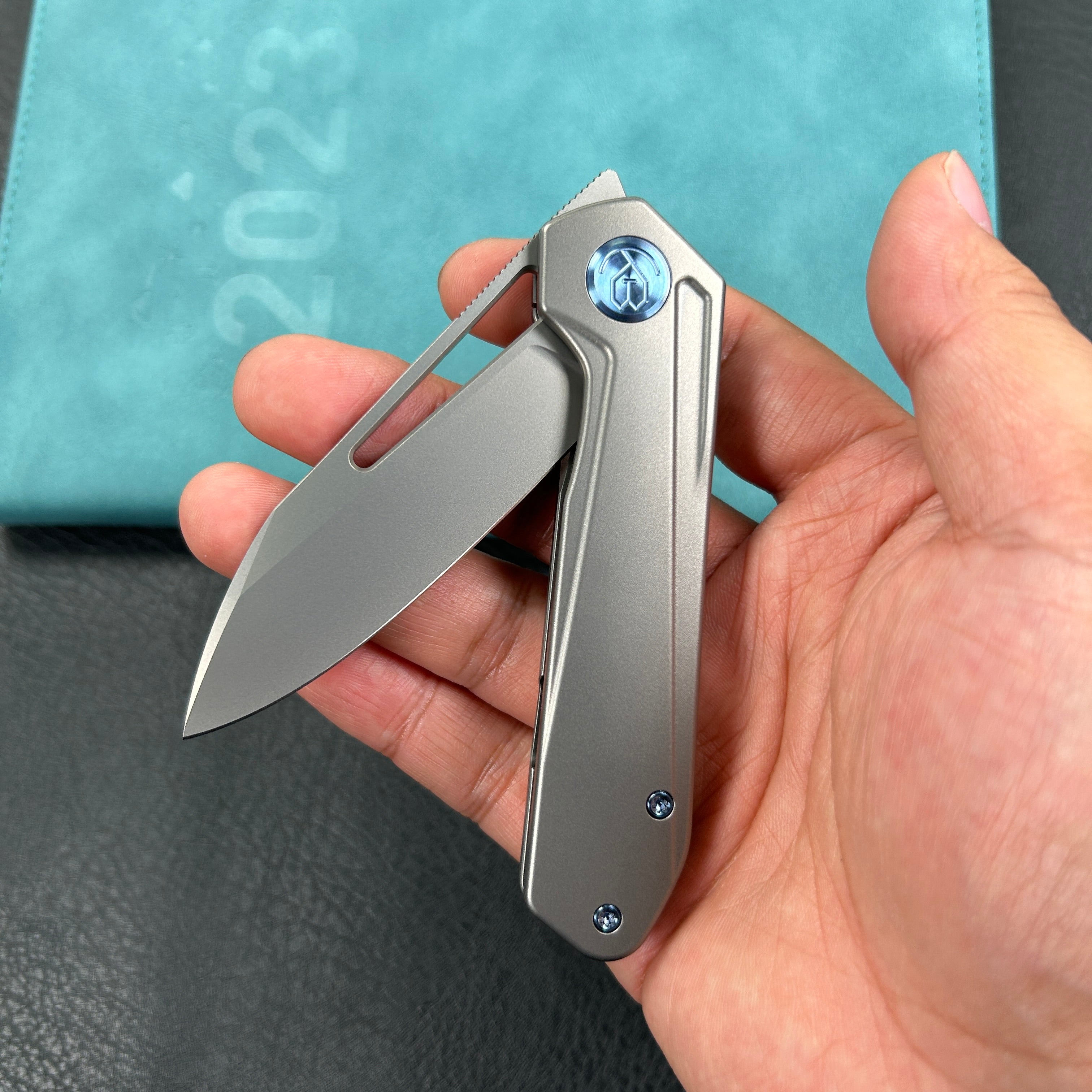 KUBEY KB321I  Royal Frame Lock EDC Pocket Knife  6AL4V Titanium Handle 2.99" Sandblast Bohler M390