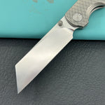 KB KNIVES KB445A Get Some Frame Lock Folding Knife Sandblast Titanium Handle 3.35" Satin & Silver Bead Blast M390 Blade