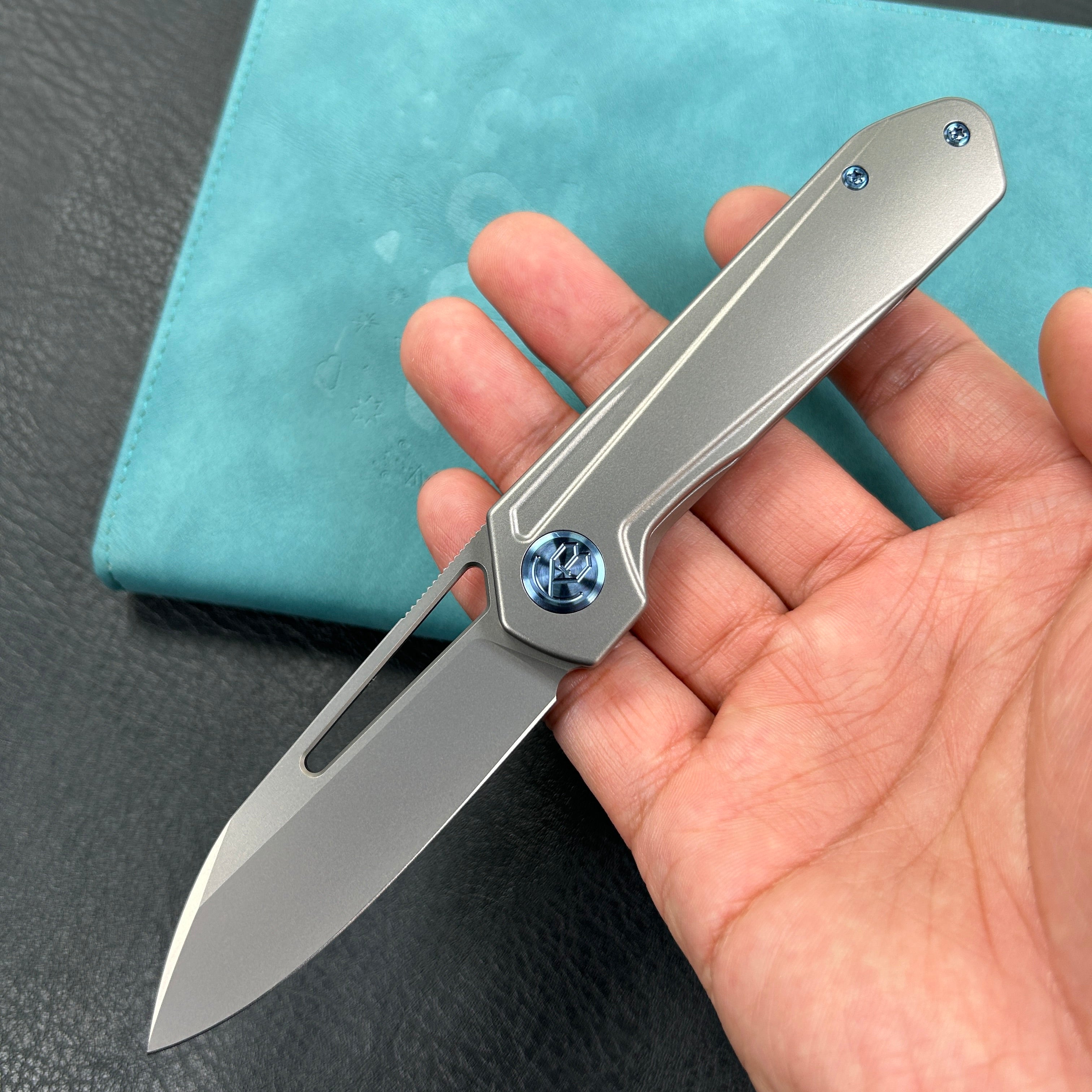 KUBEY KB321I  Royal Frame Lock EDC Pocket Knife  6AL4V Titanium Handle 2.99" Sandblast Bohler M390